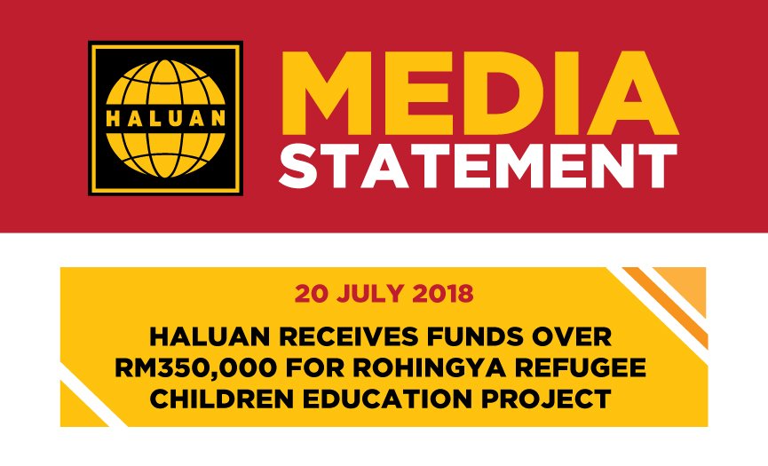 HALUAN Receives Funds Over RM350,000 For Rohingya Refugee Children Education Project
