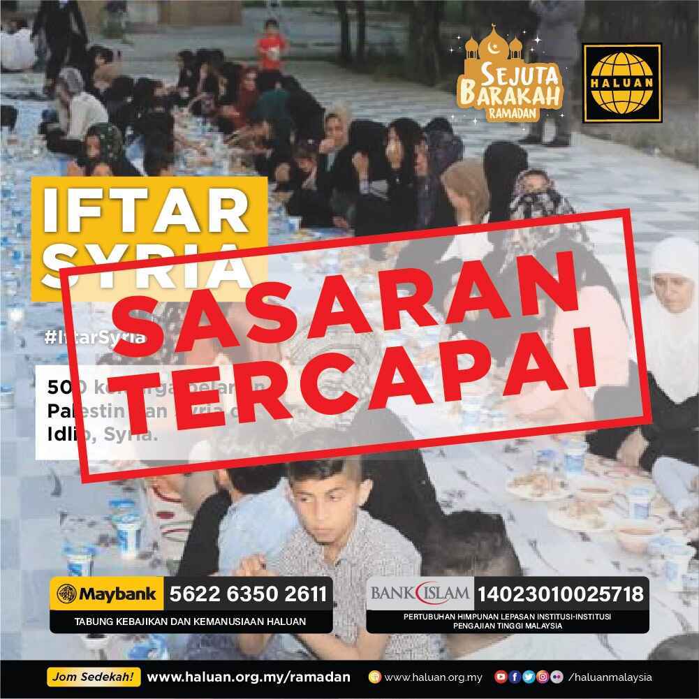 BANTUAN IFTAR SYRIA TELAH DITUTUP!