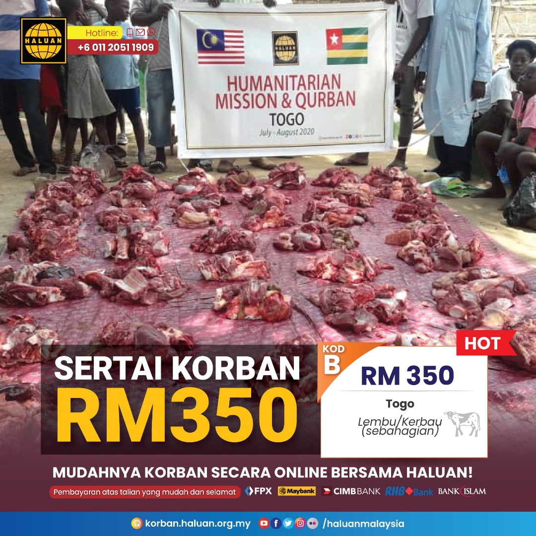 Ayuh sertai Korban Togo dengan hanya RM 350/bahagian.