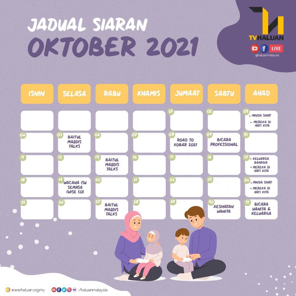 Jadual Siaran TV HALUAN Oktober 2021