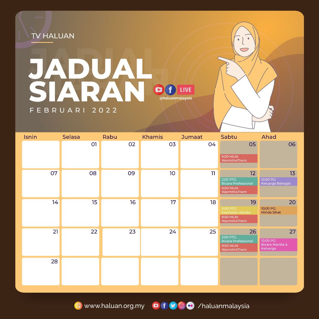 Jadual Siaran TV HALUAN FEBRUARI 2022